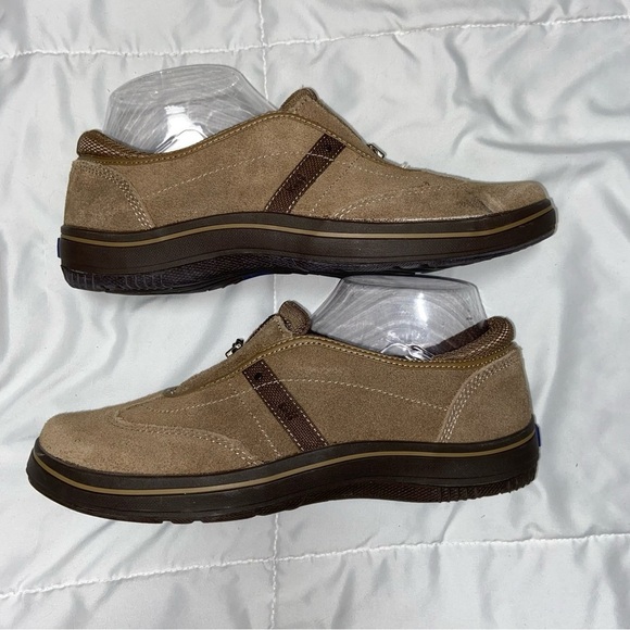 Keds Suede Sneakers Size 7 Brown Tan Slip On Zip Walking Shoes Loafers - Picture 7 of 10